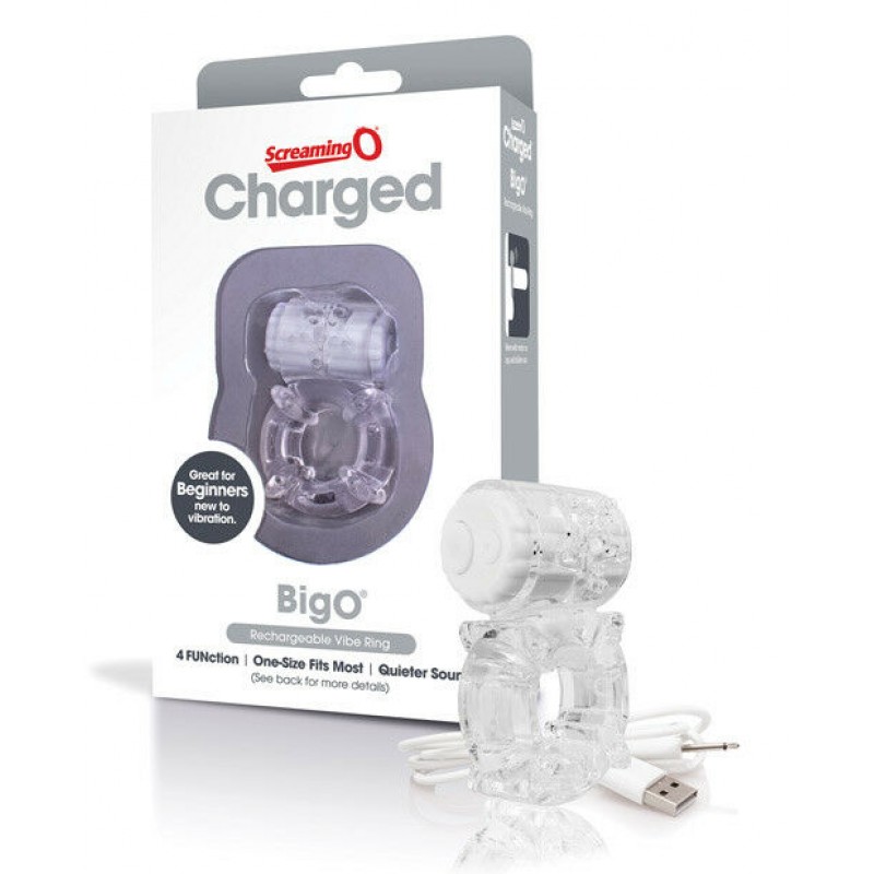 Charged Big O by The Screaming O USB  Vibe Ring - Clear